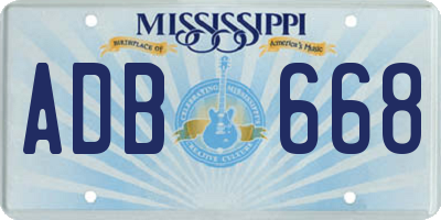 MS license plate ADB668