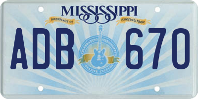 MS license plate ADB670