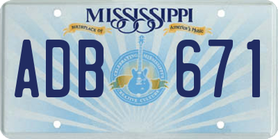 MS license plate ADB671
