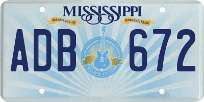 MS license plate ADB672