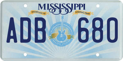 MS license plate ADB680