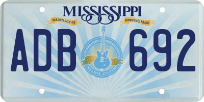 MS license plate ADB692