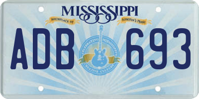 MS license plate ADB693