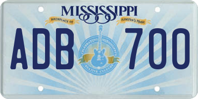 MS license plate ADB700