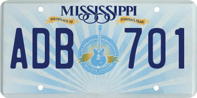 MS license plate ADB701