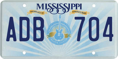 MS license plate ADB704