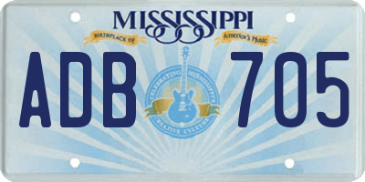 MS license plate ADB705