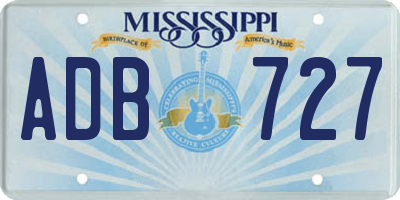 MS license plate ADB727