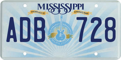 MS license plate ADB728