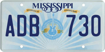 MS license plate ADB730