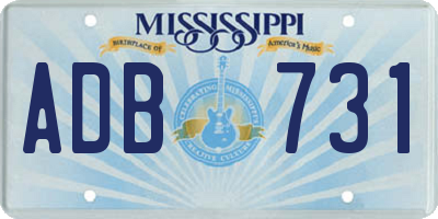 MS license plate ADB731