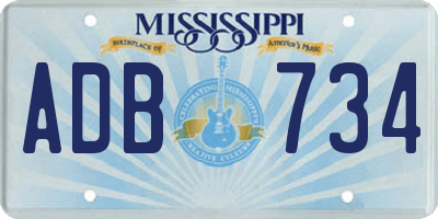 MS license plate ADB734