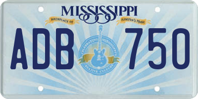 MS license plate ADB750