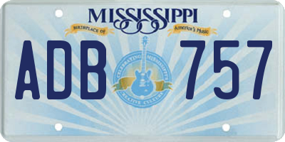 MS license plate ADB757