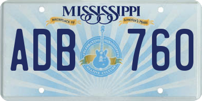 MS license plate ADB760