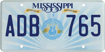 MS license plate ADB765