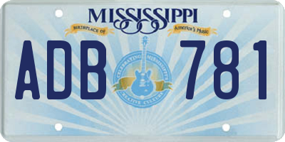 MS license plate ADB781