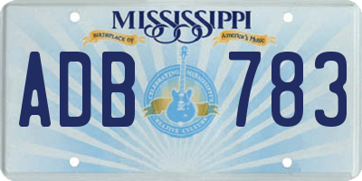 MS license plate ADB783