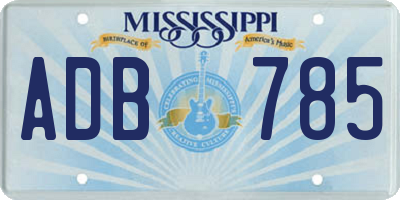 MS license plate ADB785