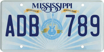 MS license plate ADB789