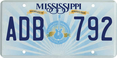 MS license plate ADB792