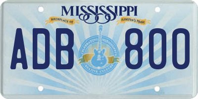 MS license plate ADB800