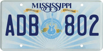 MS license plate ADB802