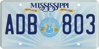 MS license plate ADB803