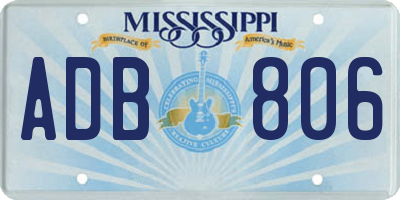 MS license plate ADB806