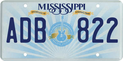 MS license plate ADB822