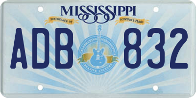 MS license plate ADB832