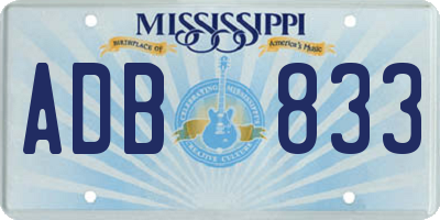 MS license plate ADB833