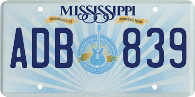 MS license plate ADB839