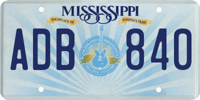 MS license plate ADB840
