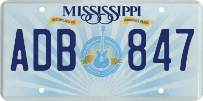 MS license plate ADB847