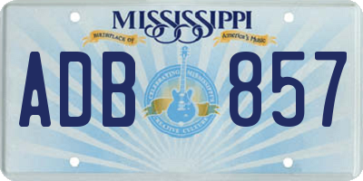 MS license plate ADB857