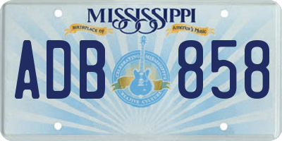 MS license plate ADB858