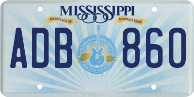MS license plate ADB860