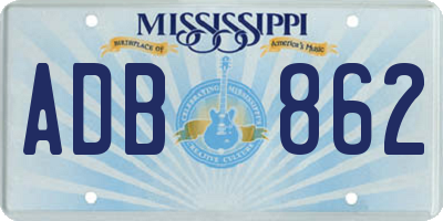 MS license plate ADB862