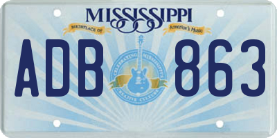 MS license plate ADB863