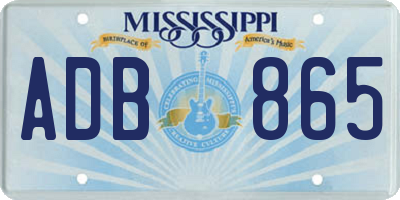 MS license plate ADB865