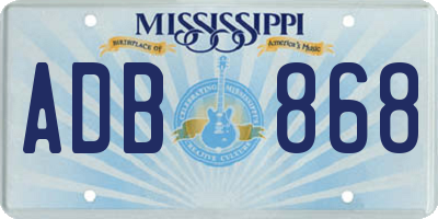 MS license plate ADB868