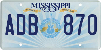MS license plate ADB870