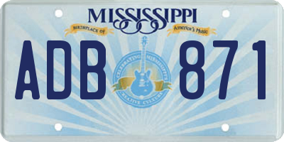 MS license plate ADB871