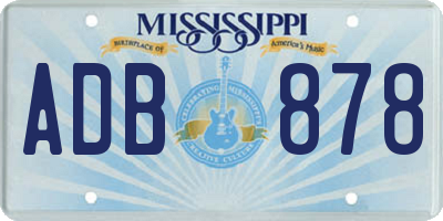 MS license plate ADB878