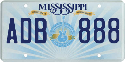 MS license plate ADB888