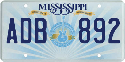 MS license plate ADB892