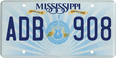 MS license plate ADB908
