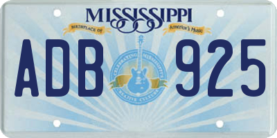 MS license plate ADB925