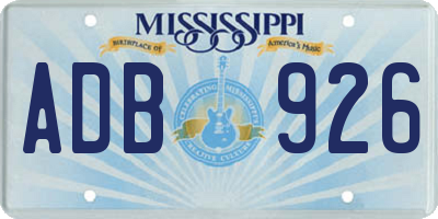 MS license plate ADB926